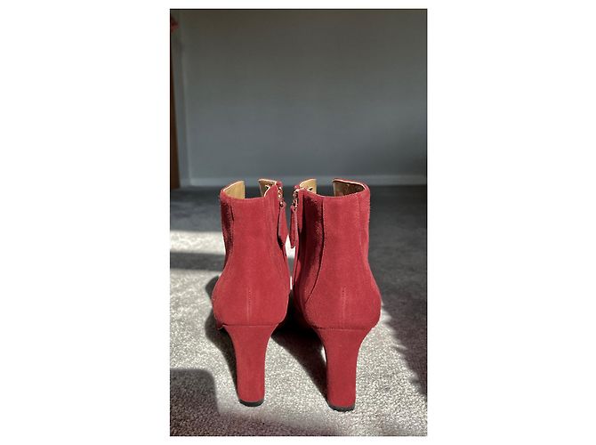 Botines Hermès Player de ante rojo oscuro Burdeos - vista 6