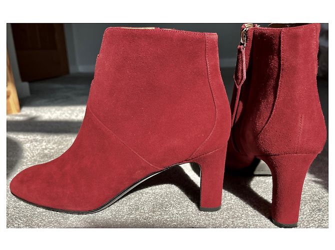 Botines Hermès Player de ante rojo oscuro Burdeos - vista 7