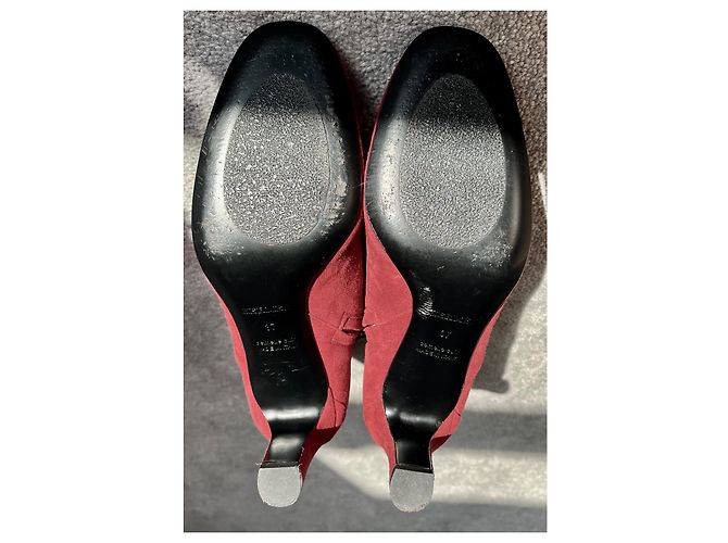 Botines Hermès Player de ante rojo oscuro Burdeos - vista 8