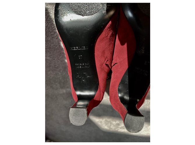 Botines Hermès Player de ante rojo oscuro Burdeos - vista 9