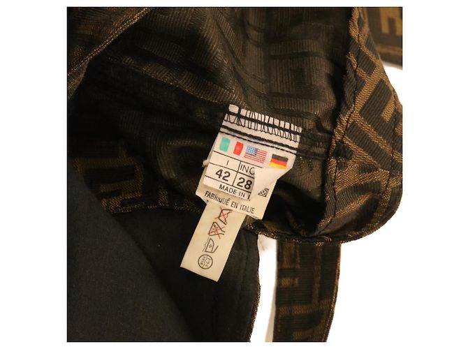 FENDI Zucca Gonna in tela Nylon Marrone Nero Auth am1627g - vista 5
