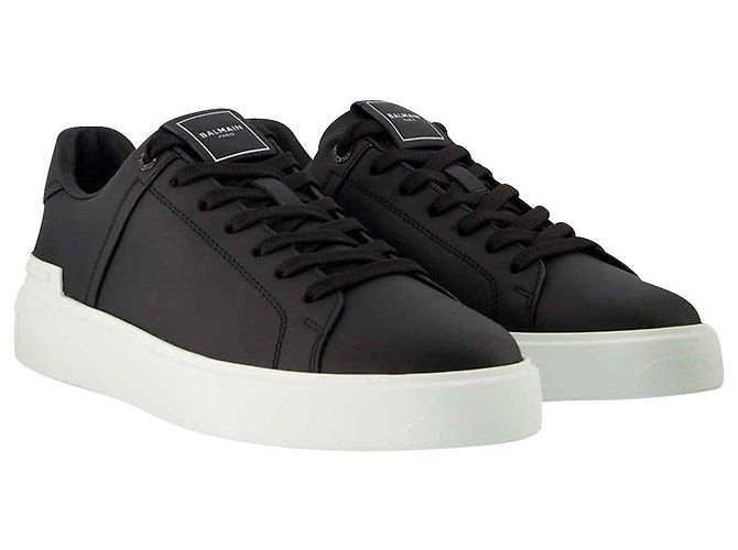 B Court Sneakers - Balmain - Black/White - Leather - view 2