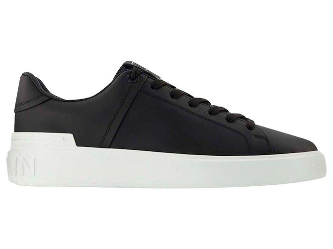 B Court Sneakers - Balmain - Black/White - Leather - view 3