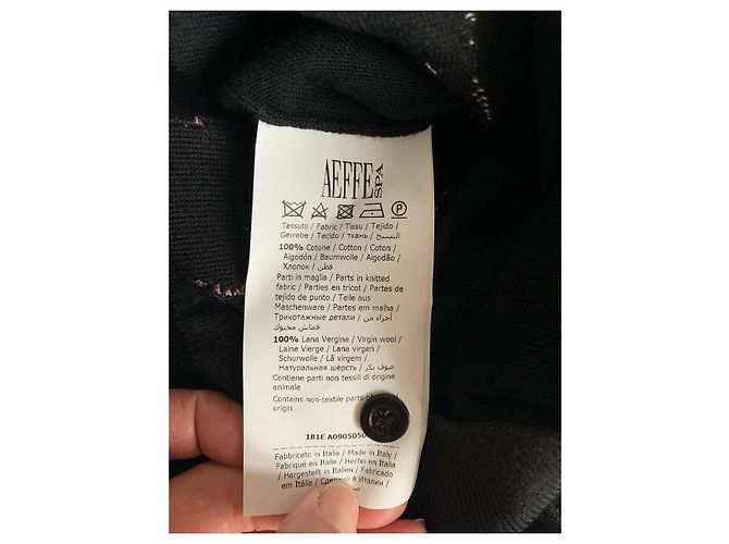 Moschino Pin-Up Strickjacke Schwarz Baumwolle Wolle Mehrfarben - Ansicht 10
