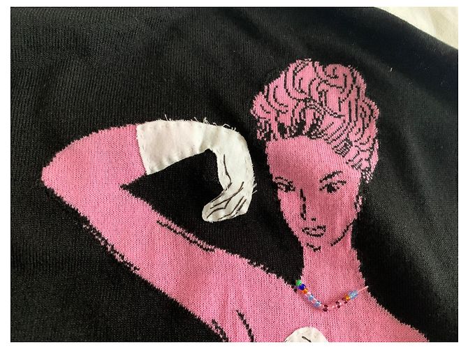 Moschino Pin-Up Strickjacke Schwarz Baumwolle Wolle Mehrfarben - Ansicht 16