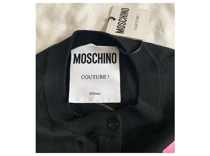 Moschino Pin-Up Strickjacke Schwarz Baumwolle Wolle Mehrfarben - Ansicht 8