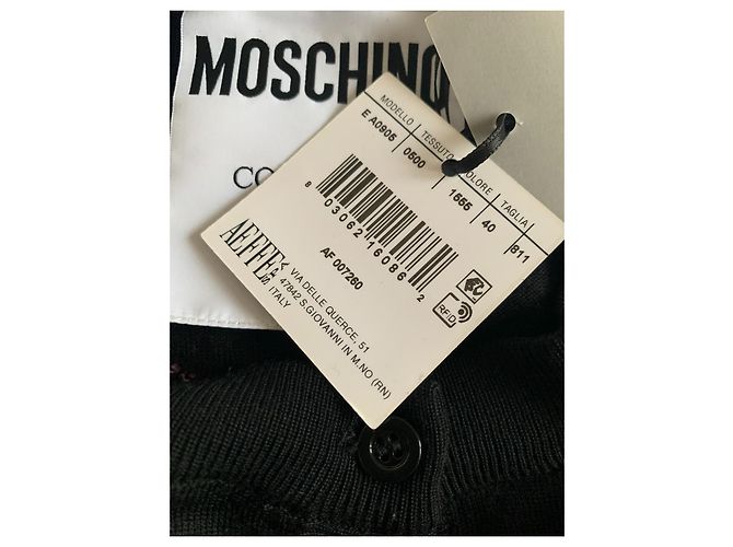 Moschino Pin-Up Strickjacke Schwarz Baumwolle Wolle Mehrfarben - Ansicht 9