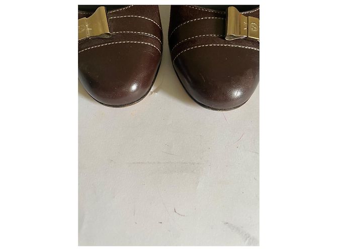 Tacchi Gucci in camoscio e pelle marrone Taglia 38 - vista 12