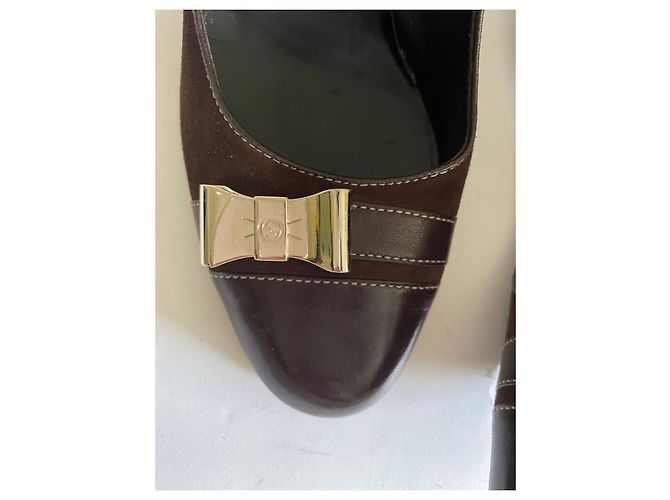 Tacchi Gucci in camoscio e pelle marrone Taglia 38 - vista 2