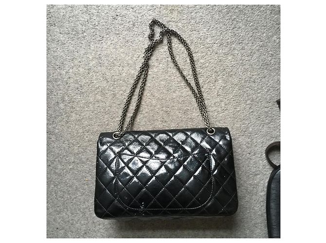 Borsa a mano Chanel 2.55 Jumbo in pelle nera Nero - vista 2