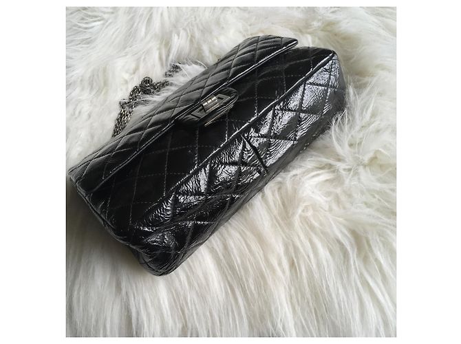 Borsa a mano Chanel 2.55 Jumbo in pelle nera Nero - vista 3