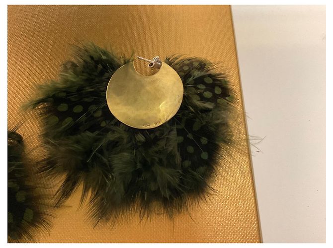 Autre Marque Orecchini Katerina Makriyianni Neri Khaki Metallo Nero Cachi - vista 2