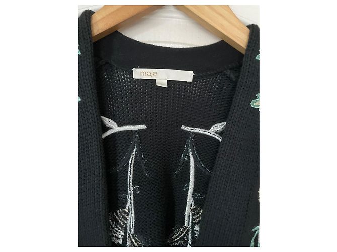 Maje Bestickter Baumwoll Cardigan Schwarz Bunt Mehrfarben - Ansicht 11