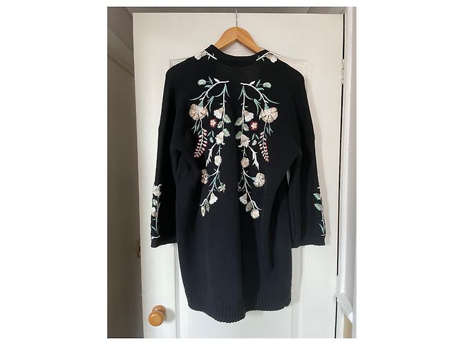 Maje Bestickter Baumwoll Cardigan Schwarz Bunt Mehrfarben - Ansicht 2