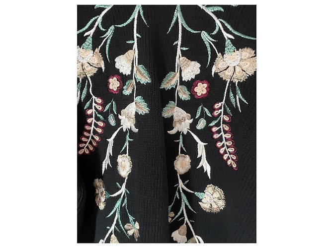 Maje Bestickter Baumwoll Cardigan Schwarz Bunt Mehrfarben - Ansicht 5