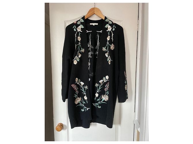Maje Bestickter Baumwoll Cardigan Schwarz Bunt Mehrfarben - Ansicht 7