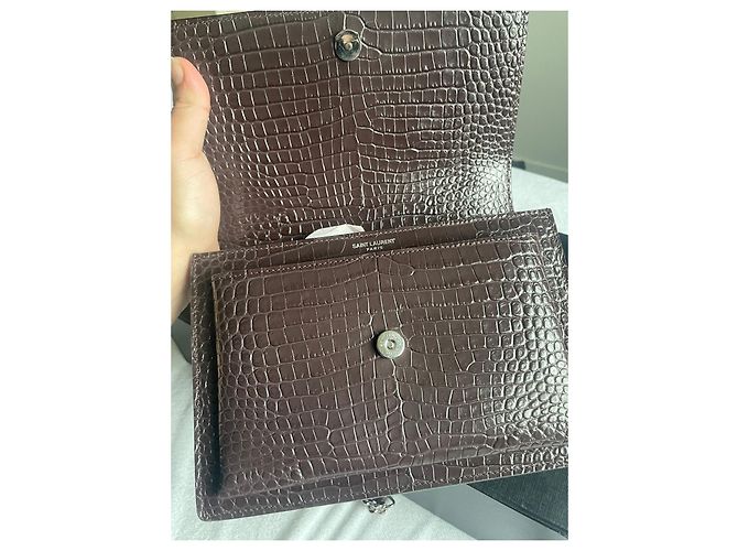 Loulou Borsa Yves Saint Laurent Sunset Pelle Esotica Cioccolato - vista 2