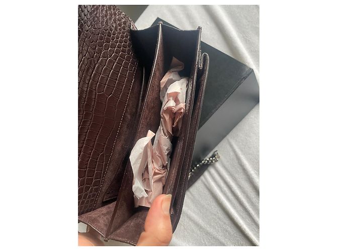 Loulou Borsa Yves Saint Laurent Sunset Pelle Esotica Cioccolato - vista 3