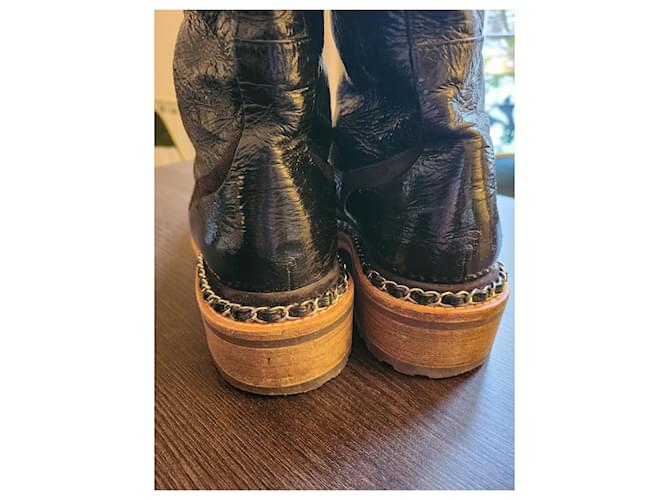 Botas de chanel Burdeos Marrón oscuro - vista 3