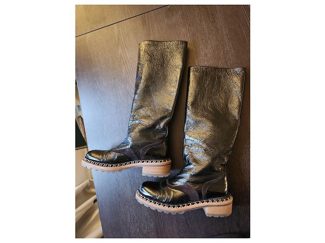 Botas de chanel Burdeos Marrón oscuro - vista 5