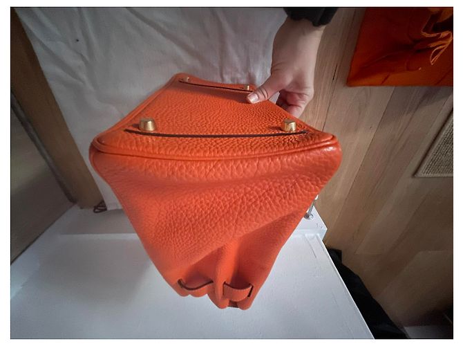Hermès Birkin 30 in pelle Togo arancione - vista 12