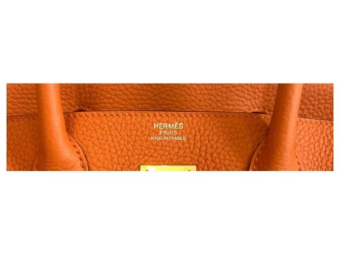 Hermès Birkin 30 in pelle Togo arancione - vista 14