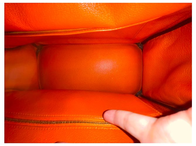 Hermès Birkin 30 in pelle Togo arancione - vista 15
