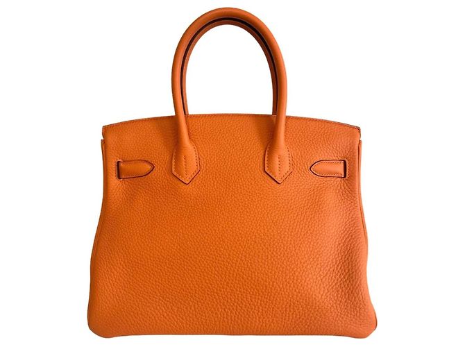 Hermès Birkin 30 in pelle Togo arancione - vista 16