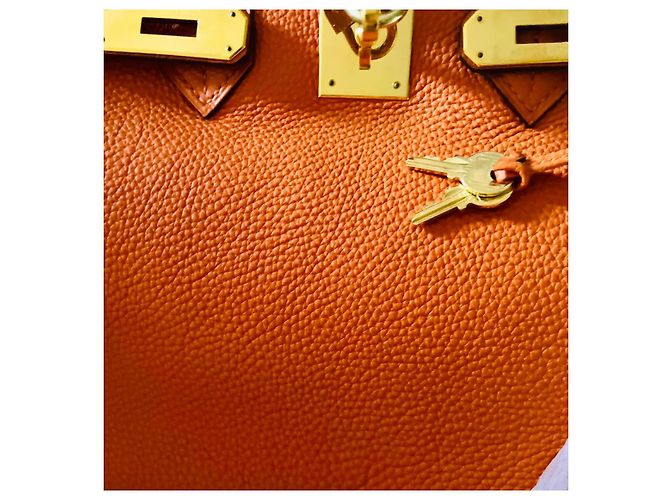 Hermès Birkin 30 in pelle Togo arancione - vista 17