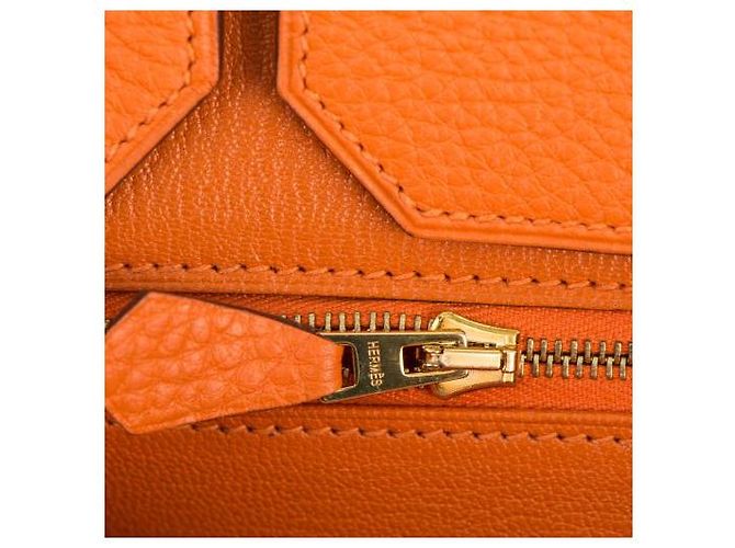 Hermès Birkin 30 in pelle Togo arancione - vista 19
