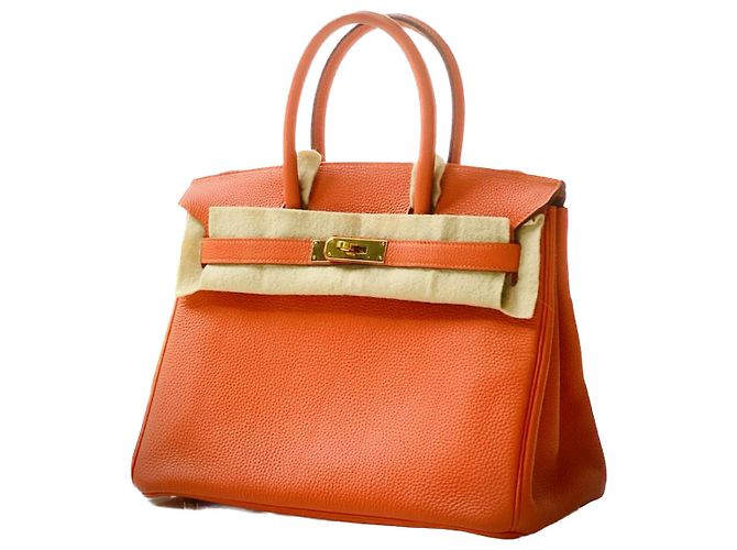 Hermès Birkin 30 in pelle Togo arancione - vista 2
