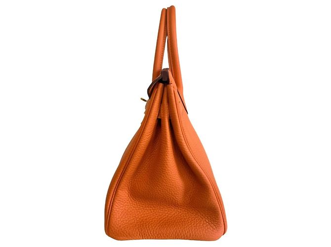 Hermès Birkin 30 in pelle Togo arancione - vista 3