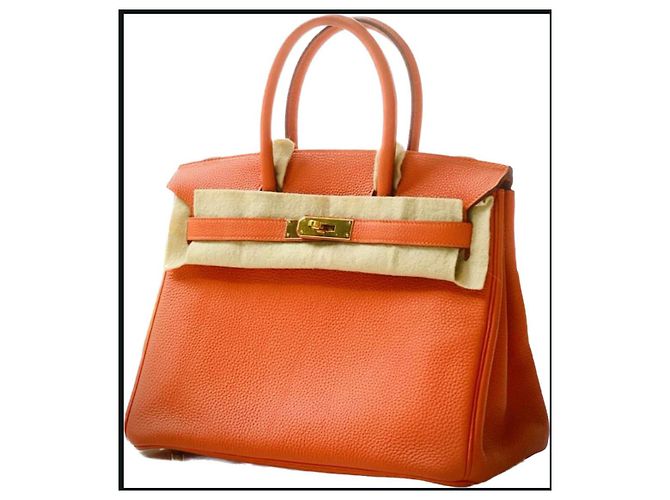 Hermès Birkin 30 in pelle Togo arancione - vista 20