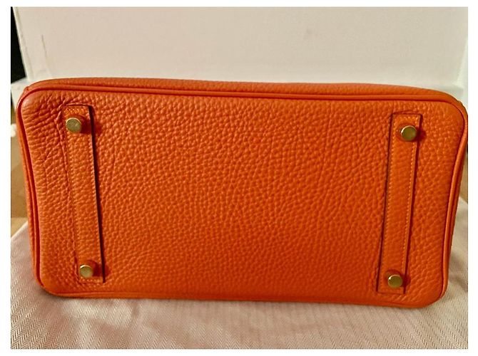 Hermès Birkin 30 in pelle Togo arancione - vista 6