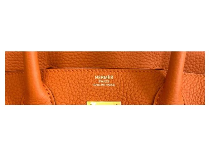Hermès Birkin 30 in pelle Togo arancione - vista 9