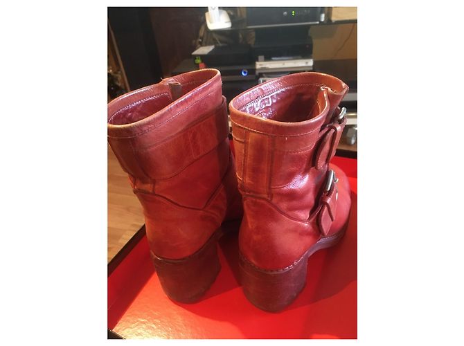 Botas Biker 7 Free Lance de cuero rojo Roja - vista 2
