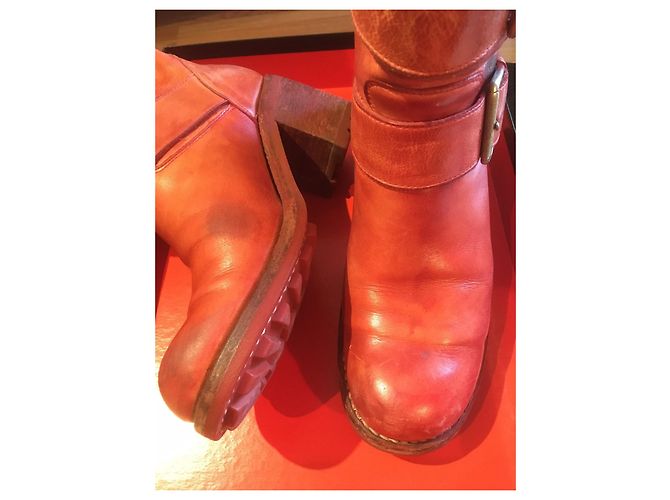 Botas Biker 7 Free Lance de cuero rojo Roja - vista 3
