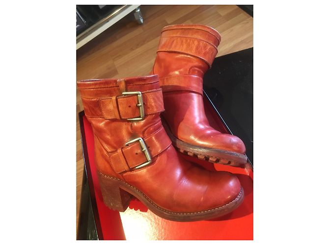 Botas Biker 7 Free Lance de cuero rojo Roja - vista 6