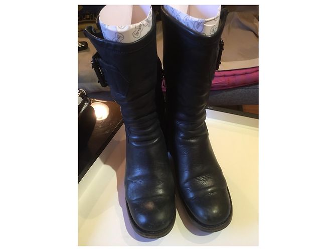 Botas Biker Anoé Free Lance de cuero azul 36 - vista 2