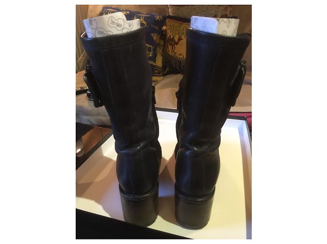 Botas Biker Anoé Free Lance de cuero azul 36 - vista 3