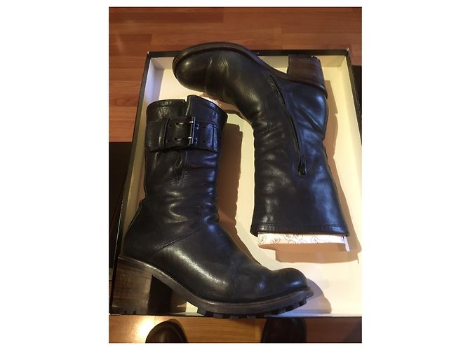 Botas Biker Anoé Free Lance de cuero azul 36 - vista 5