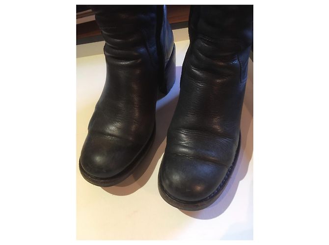 Botas Biker Anoé Free Lance de cuero azul 36 - vista 6
