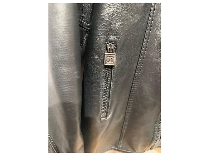 Chaqueta Chanel de piel de cordero negra Talla 38 Negro - vista 4