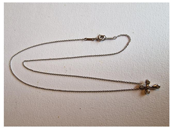 Tiffany & Co Croce in platino e diamanti Peretti Argento - vista 2