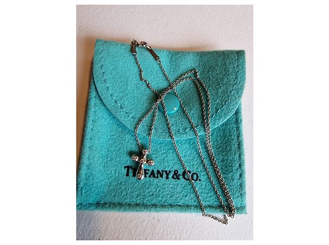Tiffany & Co Croce in platino e diamanti Peretti Argento - vista 9