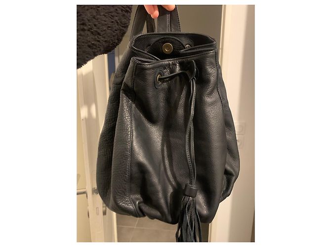 La Bagagerie Leather Backpack Navy Blue - view 2