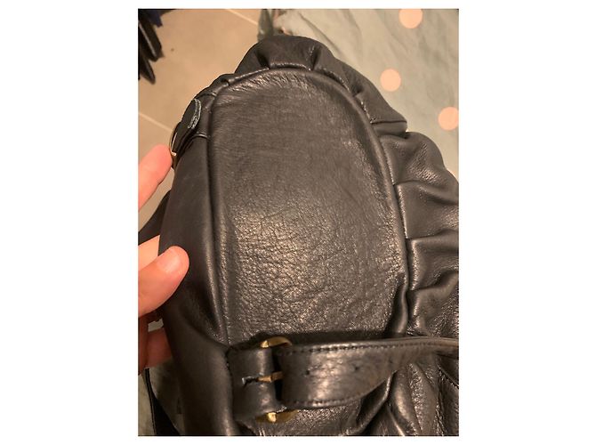La Bagagerie Leather Backpack Navy Blue - view 3