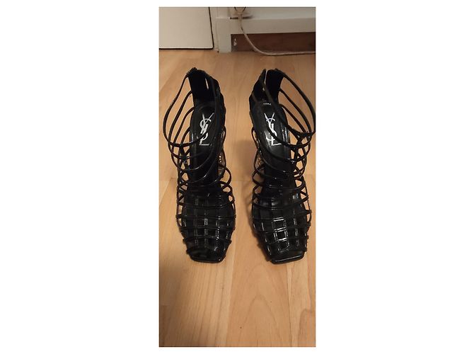 Stivali Cage Yves Saint Laurent in pelle nera 38 Nero - vista 3