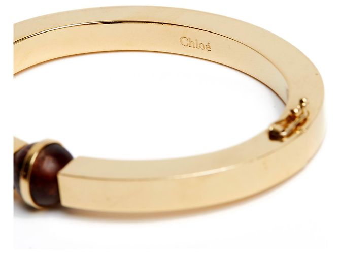 Bracciale rigido Chloé quadrato metallo dorato D'oro - vista 3