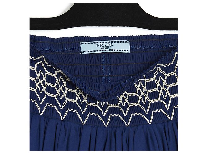 Prada SMOCKE IN COTONE BLU PROFONDO FR38 - vista 4